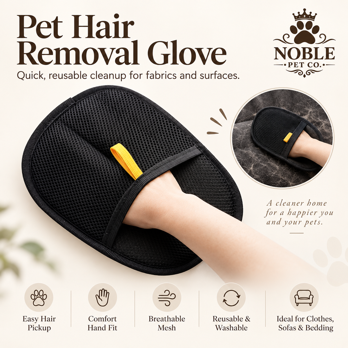 Pet Hair Removal glove for Dogs & Cats