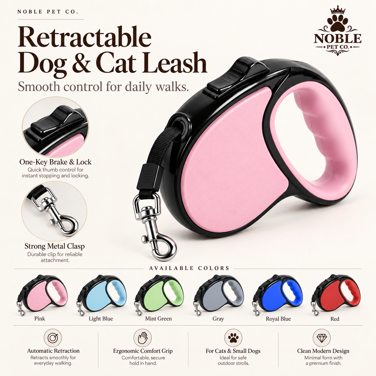 Retractable Cat & Dog Leash